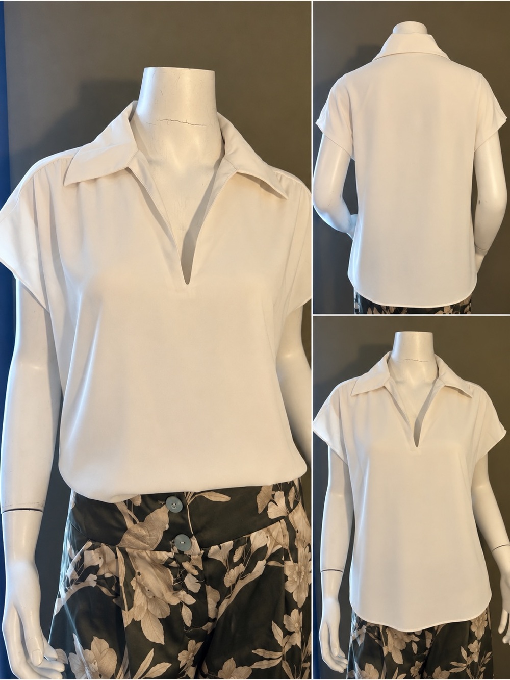 Amanda Uprichard V-Neck Collared Blouse